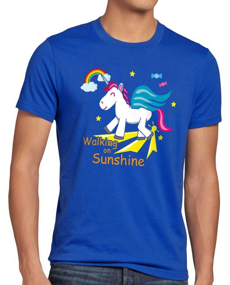 style3 T-Shirt Unicorn Walking on Sunshine Einhorn Regenbogen Kinder Fun Spruch von style3