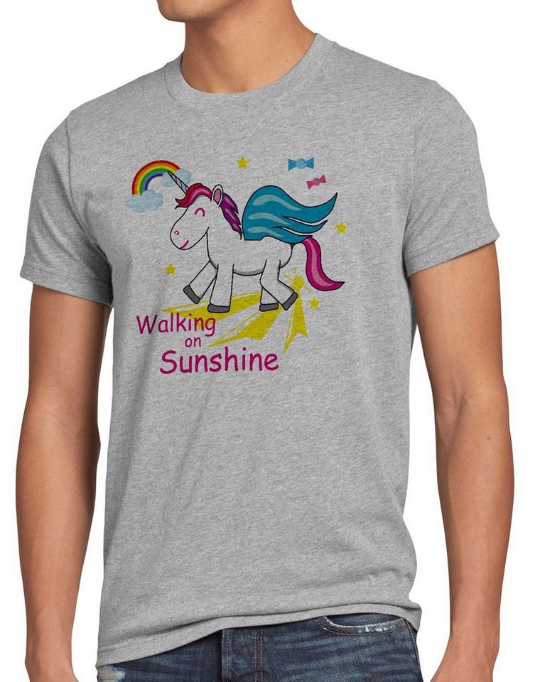 style3 T-Shirt Unicorn Walking on Sunshine Einhorn Regenbogen Kinder Fun Spruch von style3