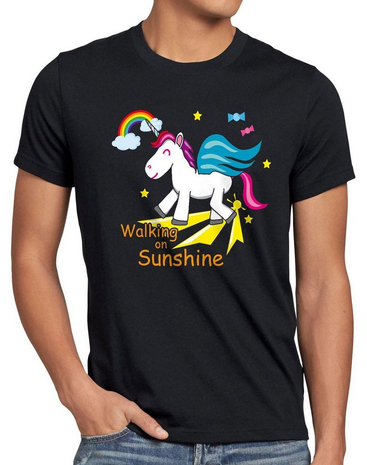 style3 T-Shirt Unicorn Walking on Sunshine Einhorn Regenbogen Kinder Fun Spruch von style3