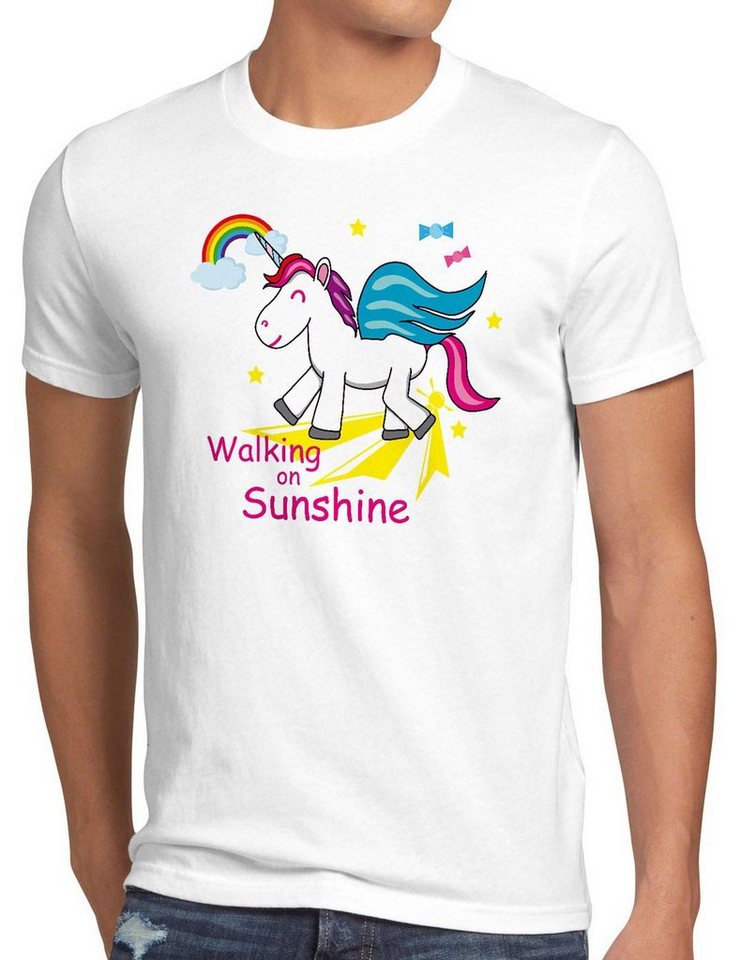 style3 T-Shirt Unicorn Walking on Sunshine Einhorn Regenbogen Kinder Fun Spruch von style3