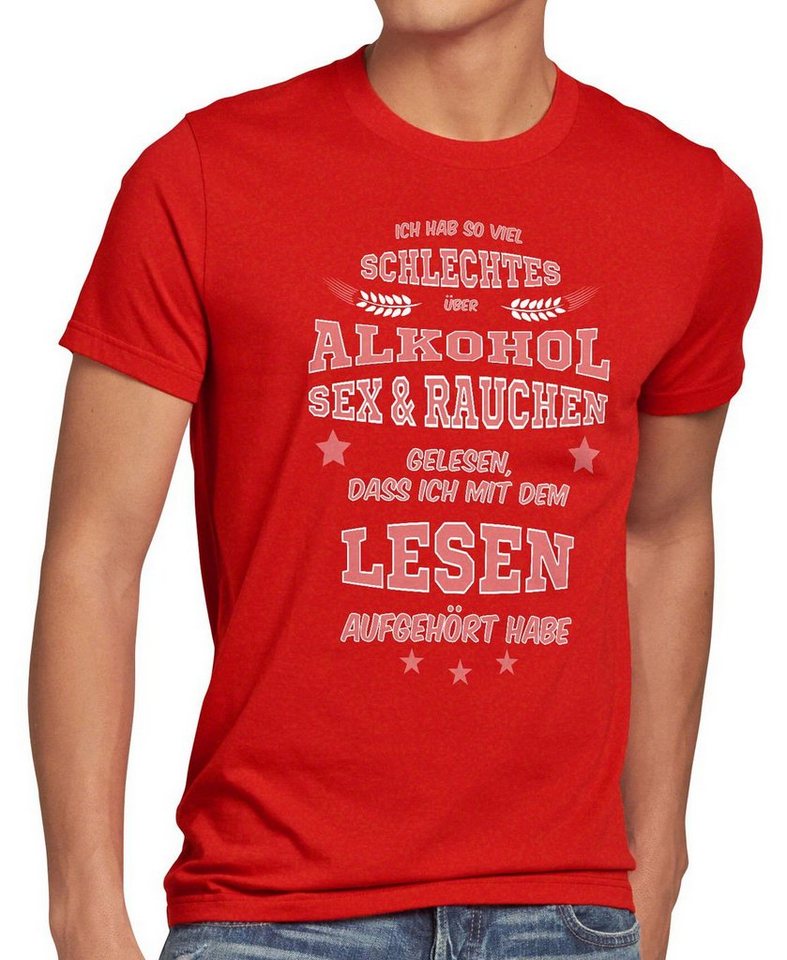 style3 Print-Shirt Herren T-Shirt Viel schlechtes Alkohol Sex Rauchen gelesen Spruch Fun Funshirt von style3