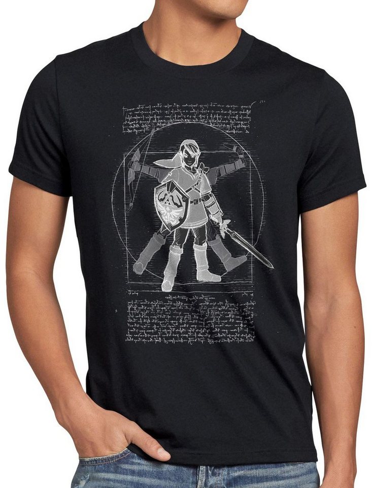 style3 Print-Shirt Herren T-Shirt Vitruvianischer Link zelda snes nes legend ocarina von style3