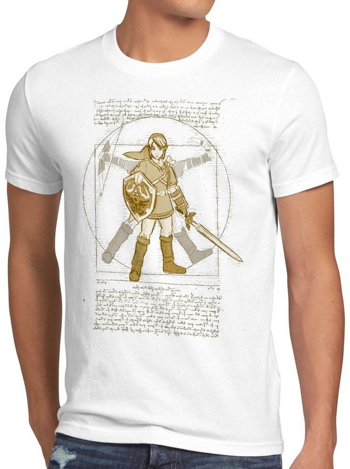 style3 Print-Shirt Herren T-Shirt Vitruvianischer Link zelda snes nes legend ocarina von style3