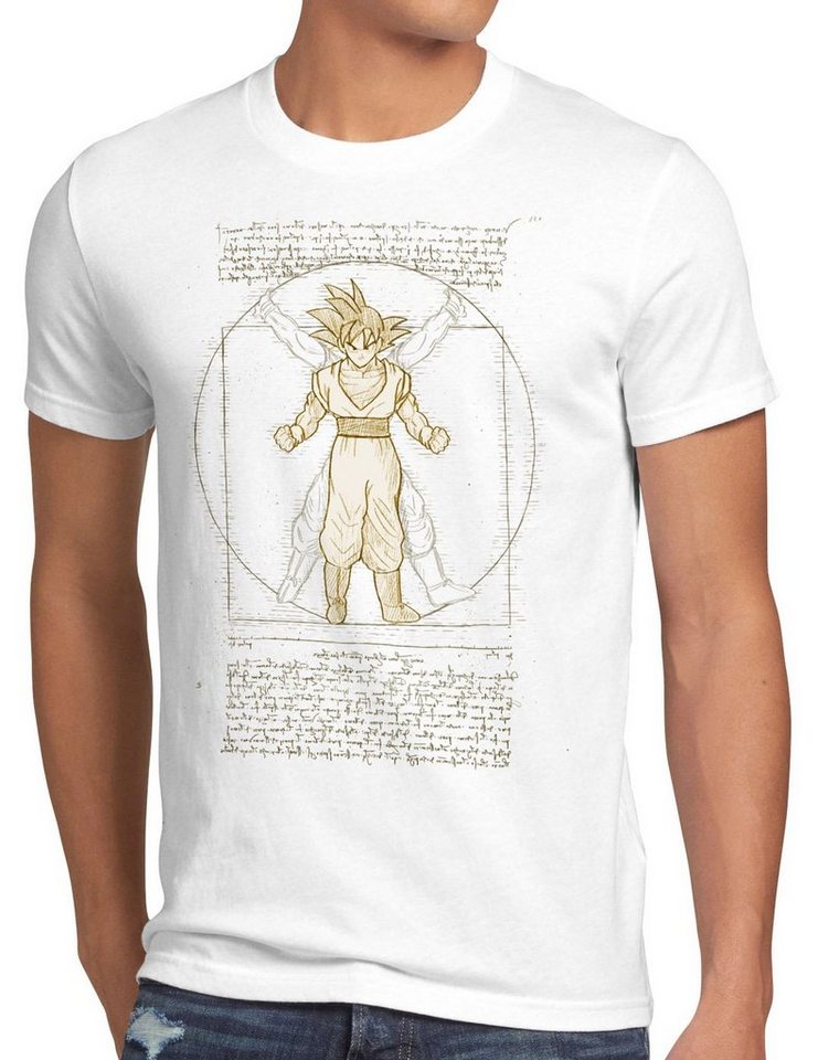 style3 Print-Shirt Herren T-Shirt Vitruvianischer Son-Goku da vinci ball z roshi vegeta von style3