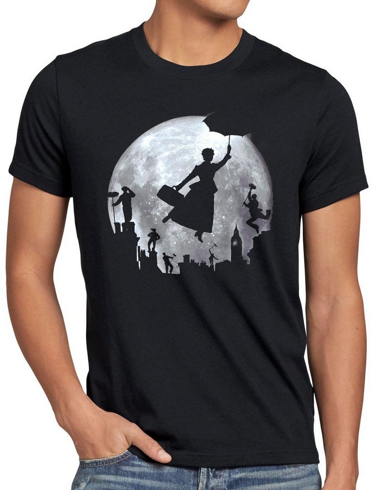 style3 Print-Shirt Herren T-Shirt Vollmond über London mary poppins von style3