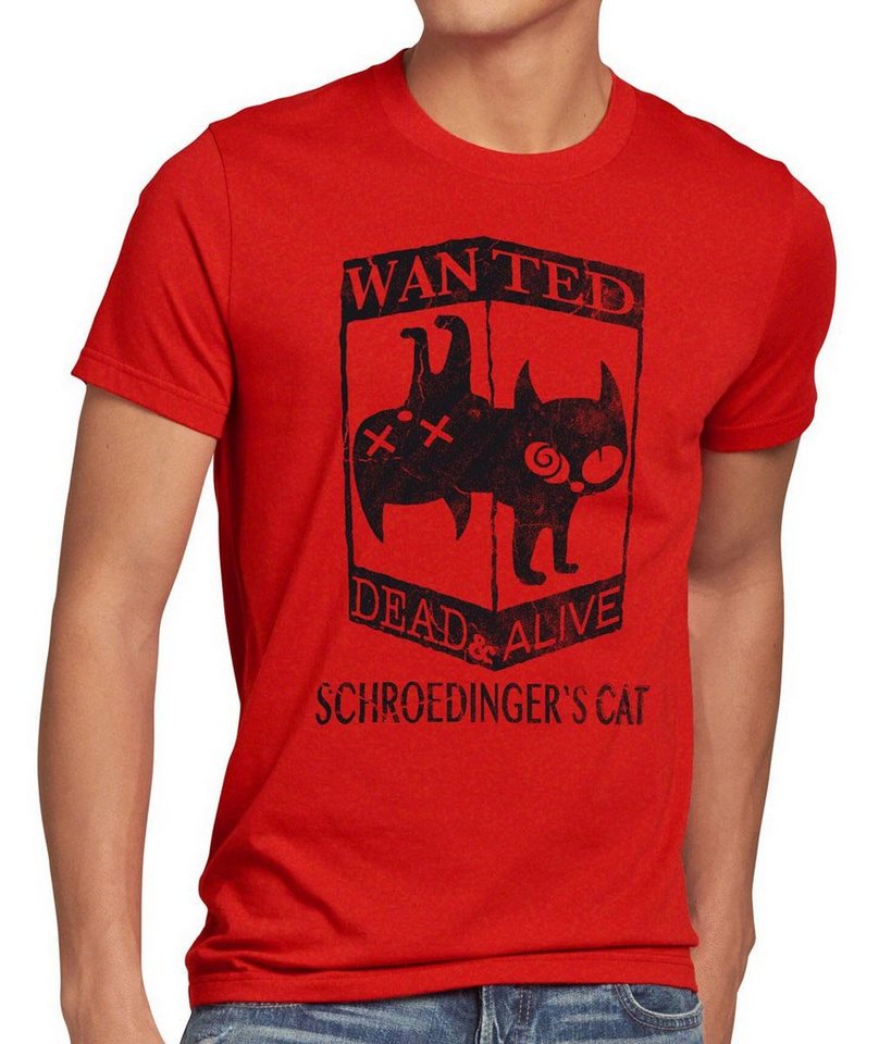 style3 Print-Shirt Herren T-Shirt Wanted Schroedingers Katze big sheldon bang cooper cat theory top von style3