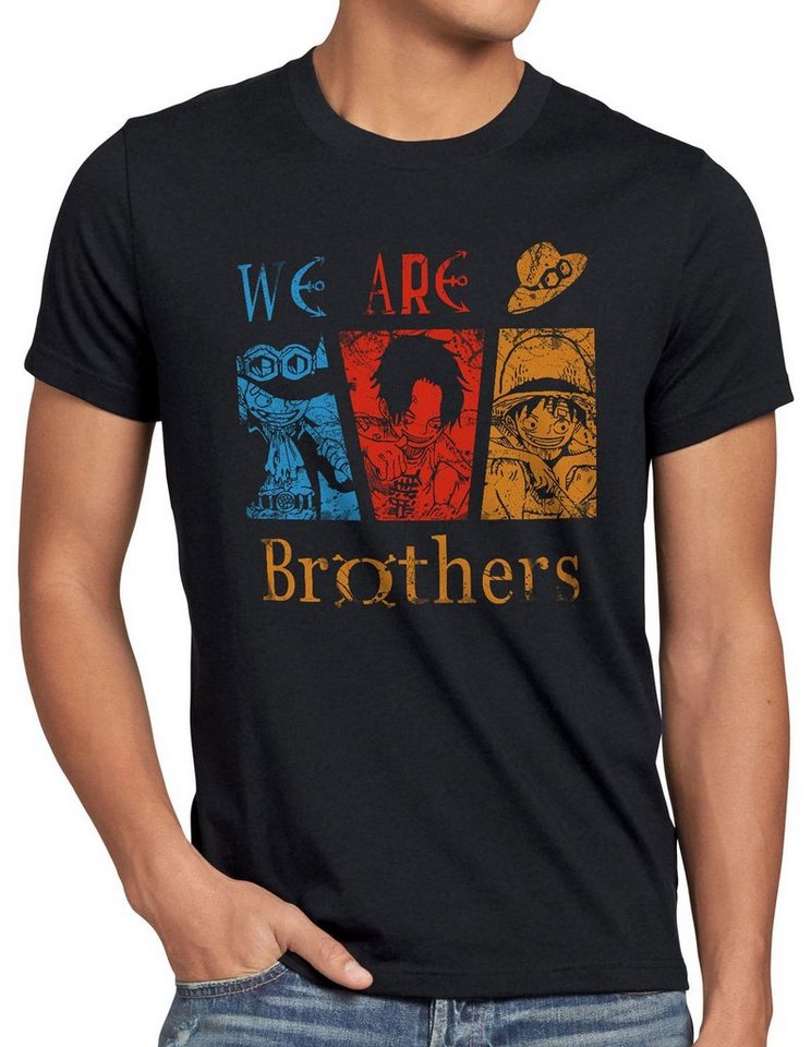 style3 Print-Shirt Herren T-Shirt We are Brothers One Ruffy Ace Piraten Anime Luffy Piece von style3