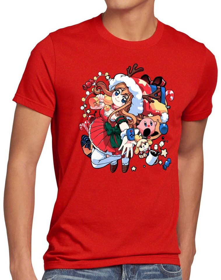 style3 Print-Shirt Herren T-Shirt X-mas Gamer Girl Ugly Sweater pulli weihnachtsbaum von style3
