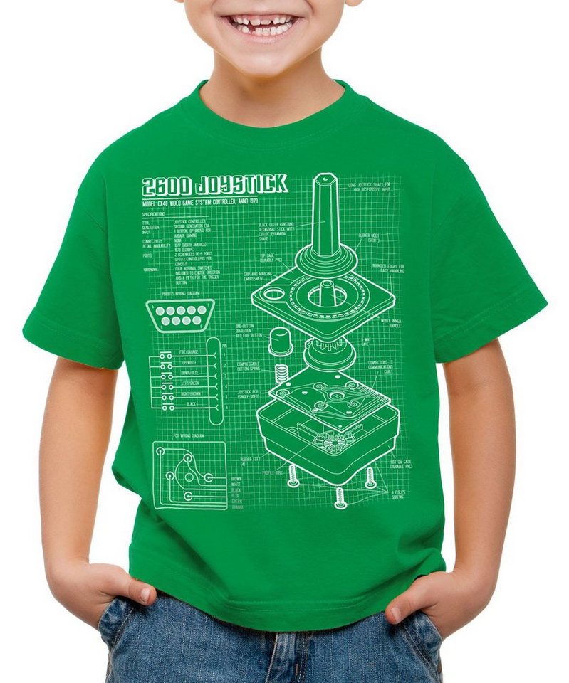 style3 Print-Shirt Kinder T-Shirt 2600 VCS Computer Blaupause 80er Joystick 8-Bit retro gamer von style3