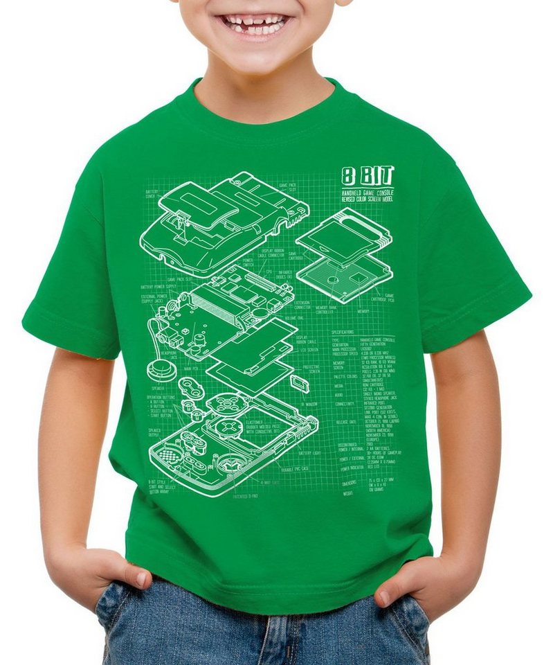 style3 Print-Shirt Kinder T-Shirt 8 Bit Handheld Blaupause Videospiel von style3