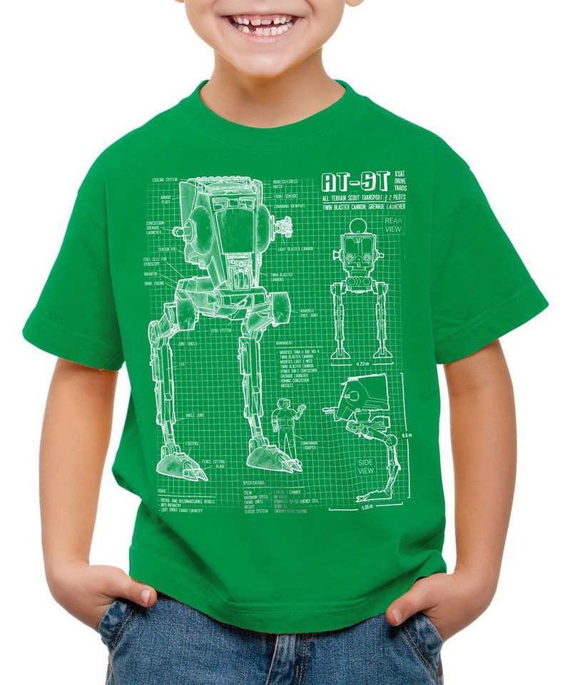 style3 Print-Shirt Kinder T-Shirt AT-ST blaupause walker von style3