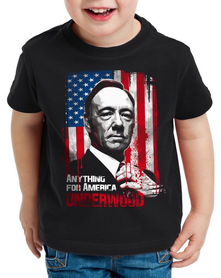 style3 Print-Shirt Kinder T-Shirt Anything for America house of president underwood cards von style3