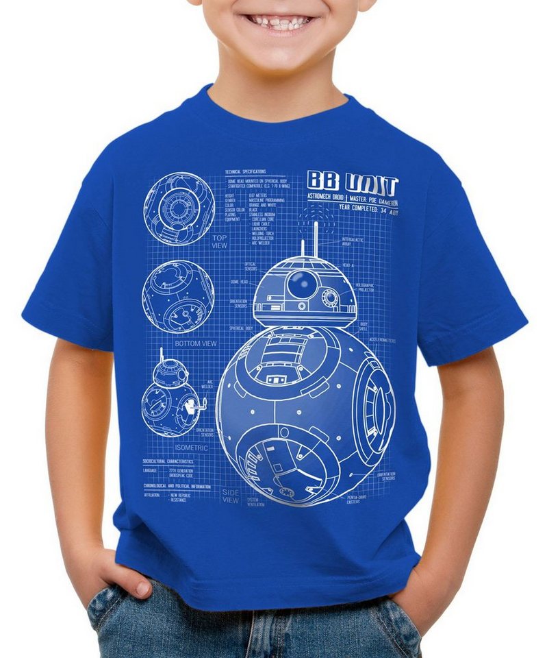 style3 Print-Shirt Kinder T-Shirt BB Unit blaupause astromech droide von style3