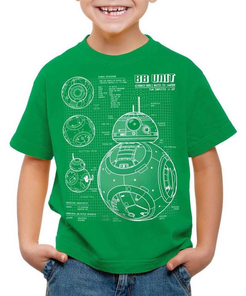 style3 Print-Shirt Kinder T-Shirt BB Unit blaupause astromech droide von style3