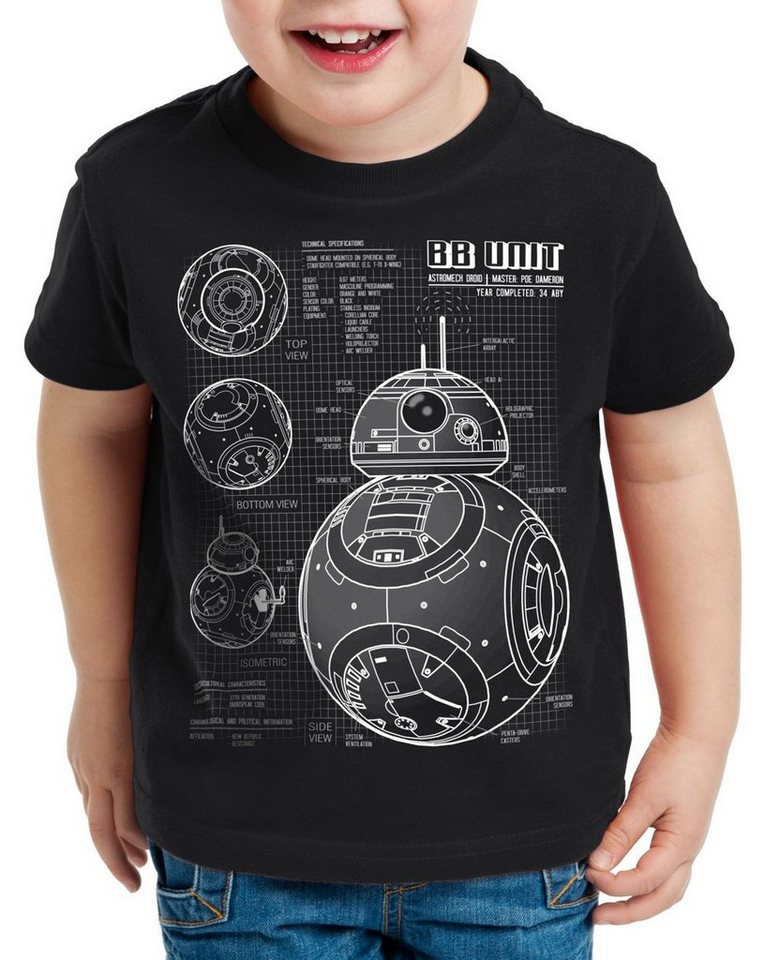 style3 Print-Shirt Kinder T-Shirt BB Unit blaupause astromech droide von style3