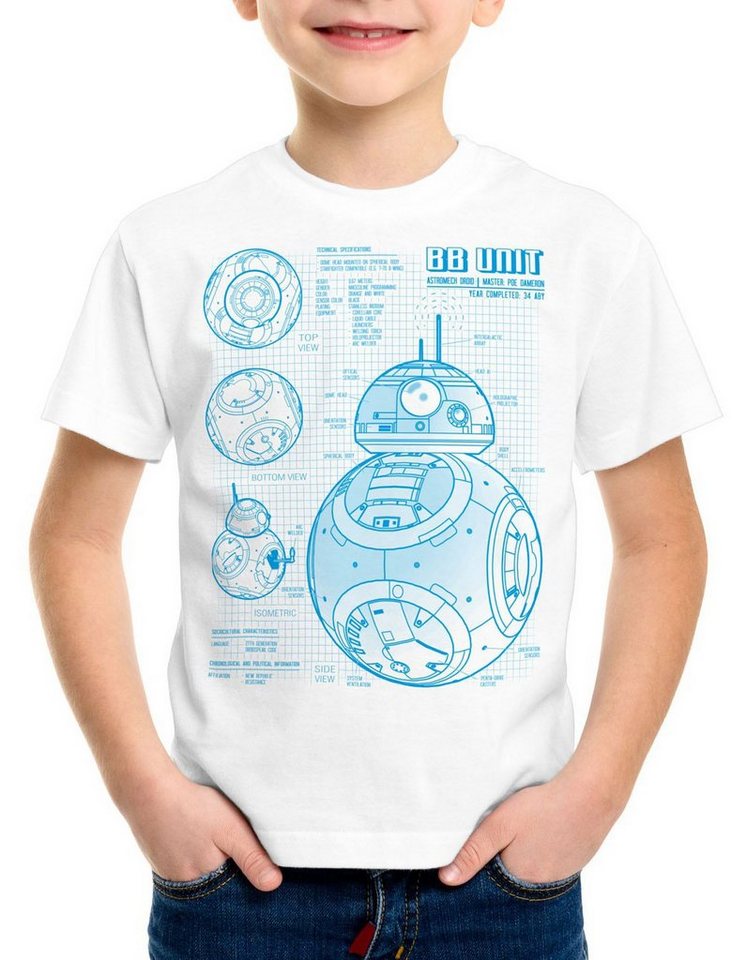 style3 Print-Shirt Kinder T-Shirt BB Unit blaupause astromech droide von style3