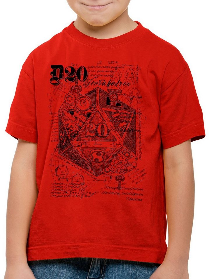 style3 Print-Shirt Kinder T-Shirt D20 Da Vinci dragons würfel dungeon von style3