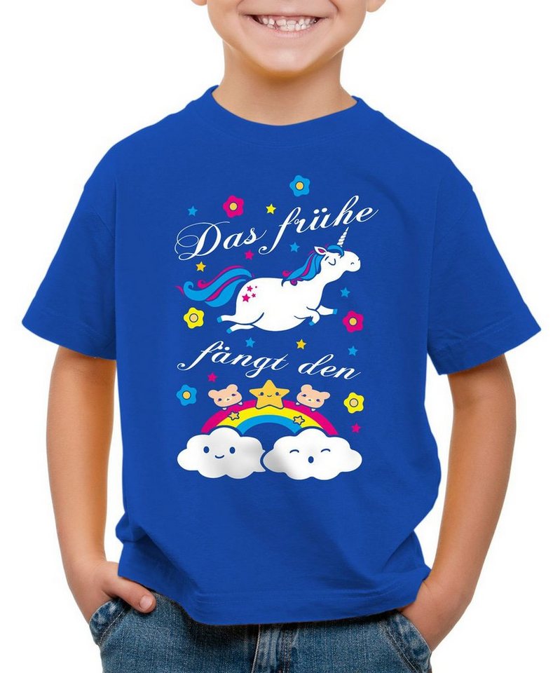 style3 T-Shirt Das frühe Einhorn fängt Regenbogen Unicorn spruch fun süß kinder von style3