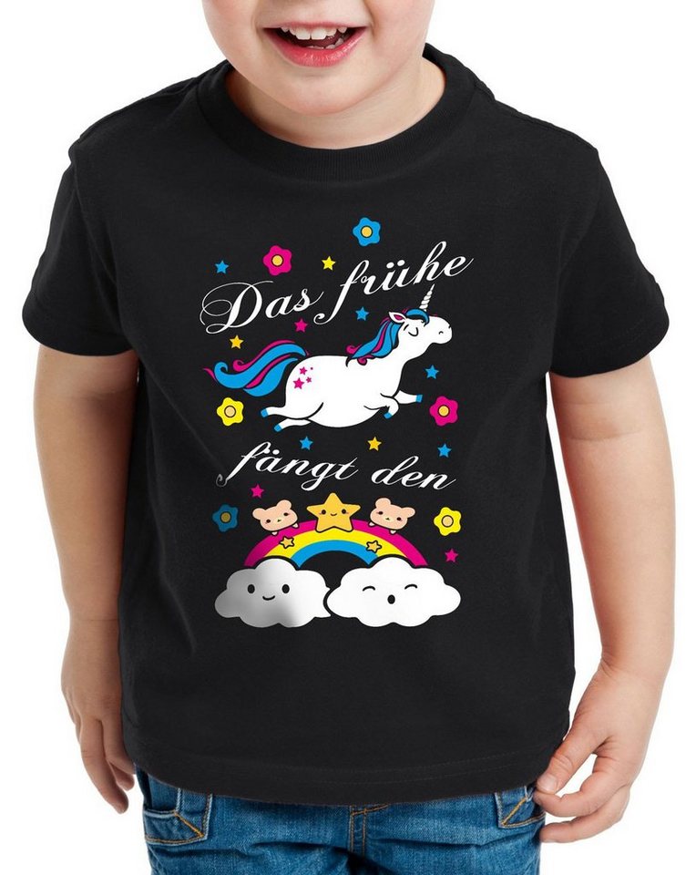 style3 T-Shirt Das frühe Einhorn fängt Regenbogen Unicorn spruch fun süß kinder von style3