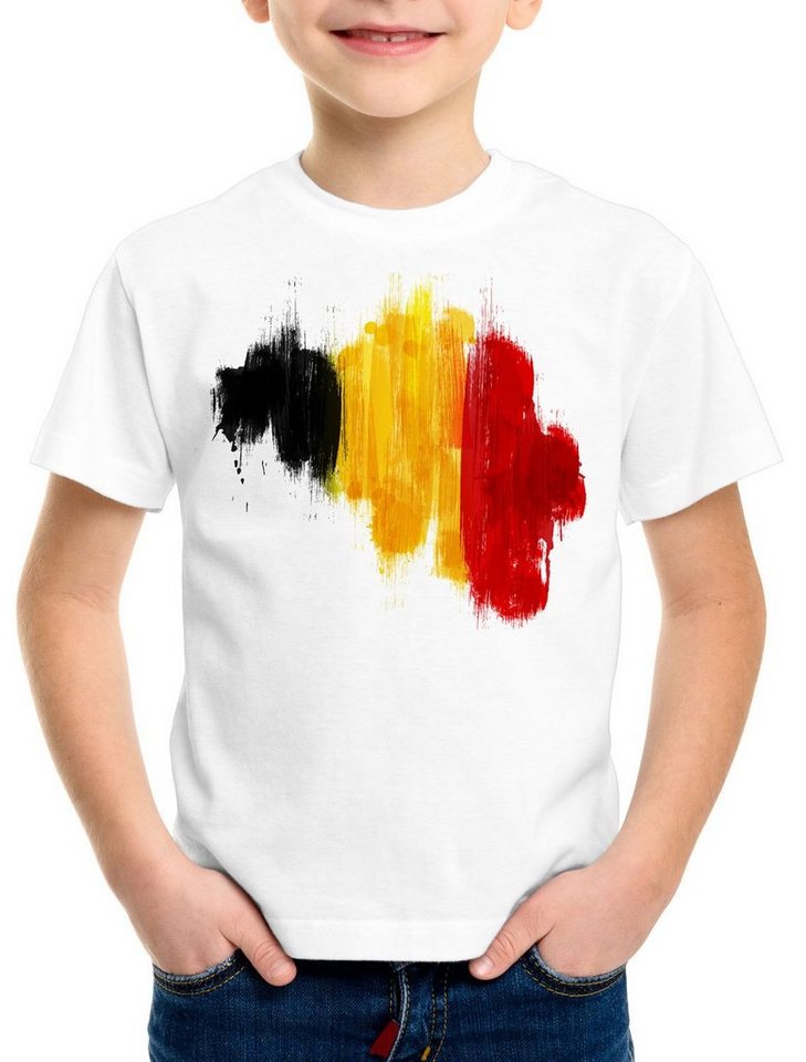 style3 Print-Shirt Kinder T-Shirt Flagge Belgien Fußball Sport Belgium WM EM Fahne von style3