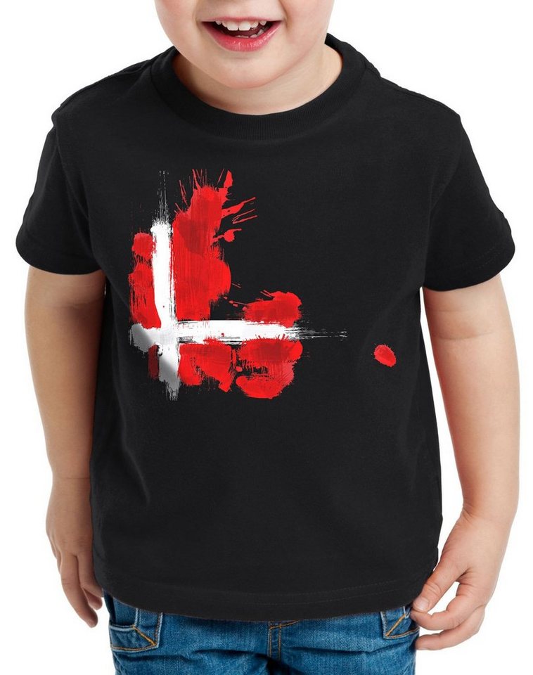 style3 Print-Shirt Kinder T-Shirt Flagge Dänemark Fußball Sport Denmark WM EM Fahne von style3