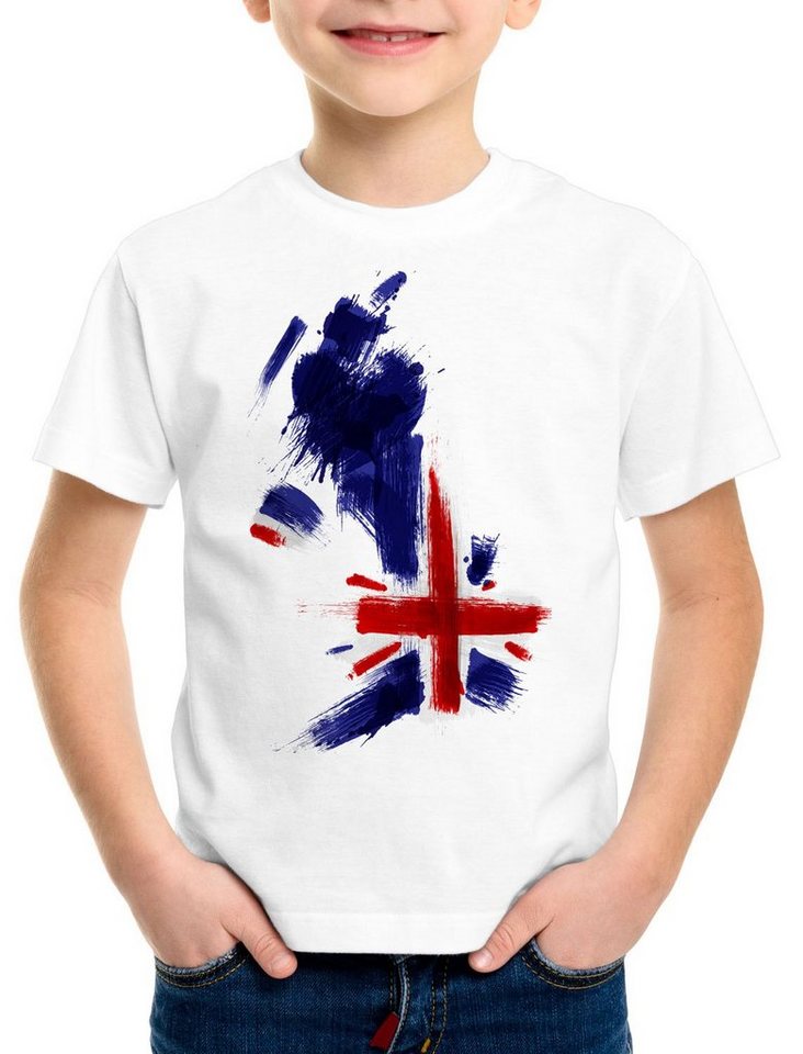 style3 Print-Shirt Kinder T-Shirt Flagge England Fußball Sport Great Britain WM EM Fahne von style3