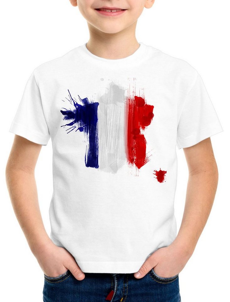 style3 Print-Shirt Kinder T-Shirt Flagge Frankreich Fußball Sport France WM EM Fahne von style3