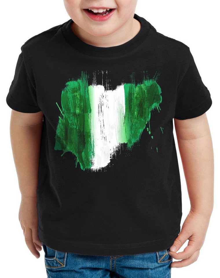 style3 Print-Shirt Kinder T-Shirt Flagge Nigeria Fußball Sport Afrika WM EM Fahne von style3
