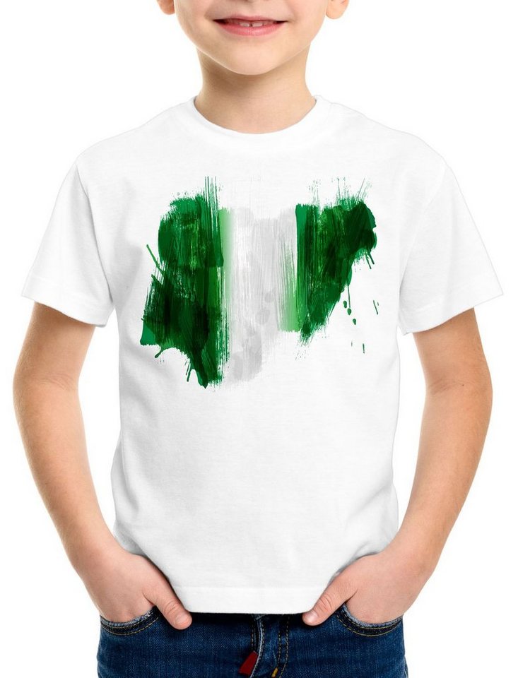 style3 Print-Shirt Kinder T-Shirt Flagge Nigeria Fußball Sport Afrika WM EM Fahne von style3