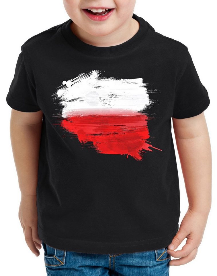 style3 Print-Shirt Kinder T-Shirt Flagge Polen Fußball Sport Poland WM EM Fahne von style3