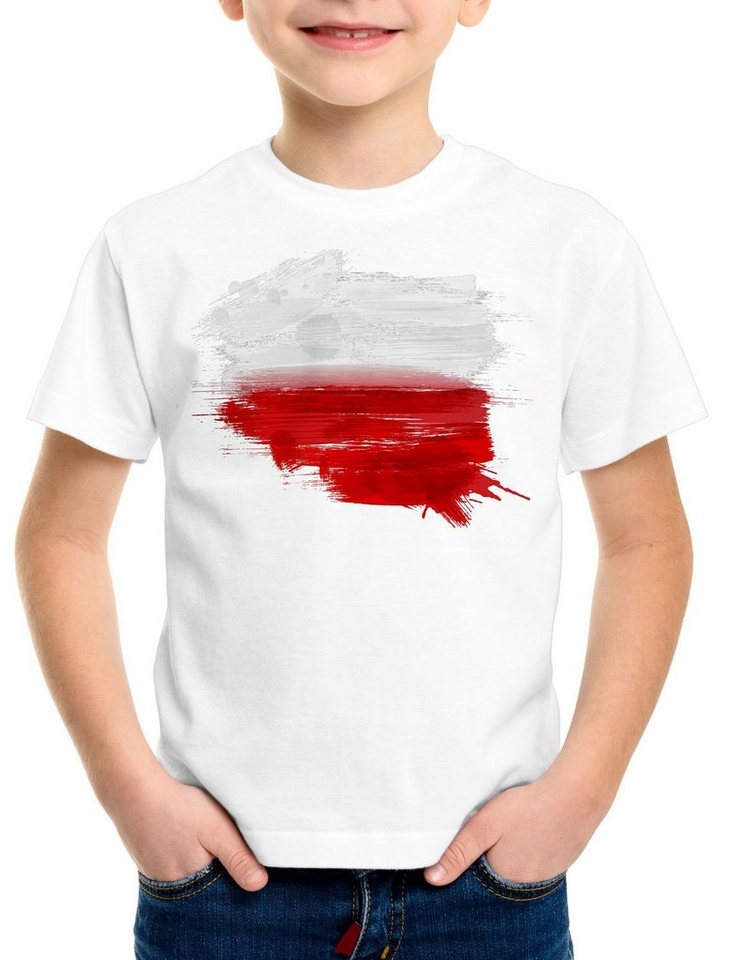 style3 Print-Shirt Kinder T-Shirt Flagge Polen Fußball Sport Poland WM EM Fahne von style3