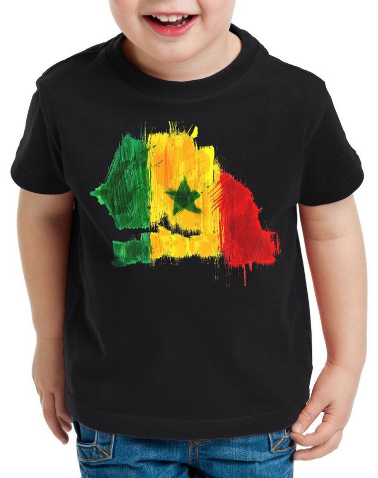 style3 Print-Shirt Kinder T-Shirt Flagge Senegal Fußball Sport Afrika WM EM Fahne von style3