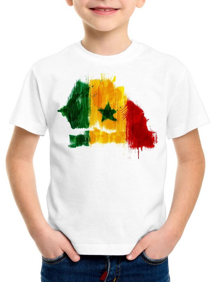 style3 Print-Shirt Kinder T-Shirt Flagge Senegal Fußball Sport Afrika WM EM Fahne von style3