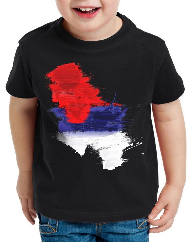 style3 Print-Shirt Kinder T-Shirt Flagge Serbien Fußball Sport Serbia WM EM Fahne von style3