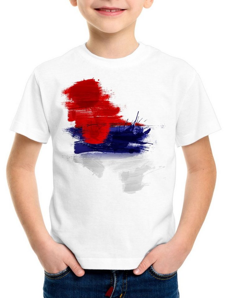 style3 Print-Shirt Kinder T-Shirt Flagge Serbien Fußball Sport Serbia WM EM Fahne von style3