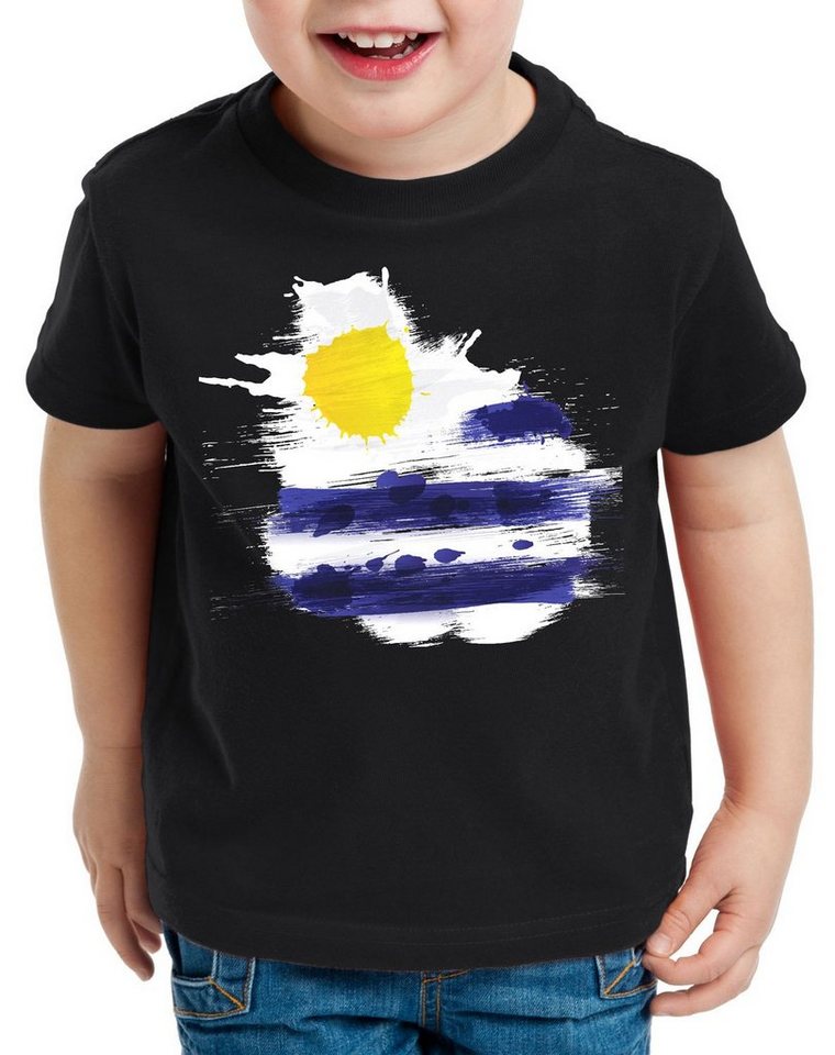 style3 Print-Shirt Kinder T-Shirt Flagge Uruguay Fußball Sport Flag WM EM Fahne von style3