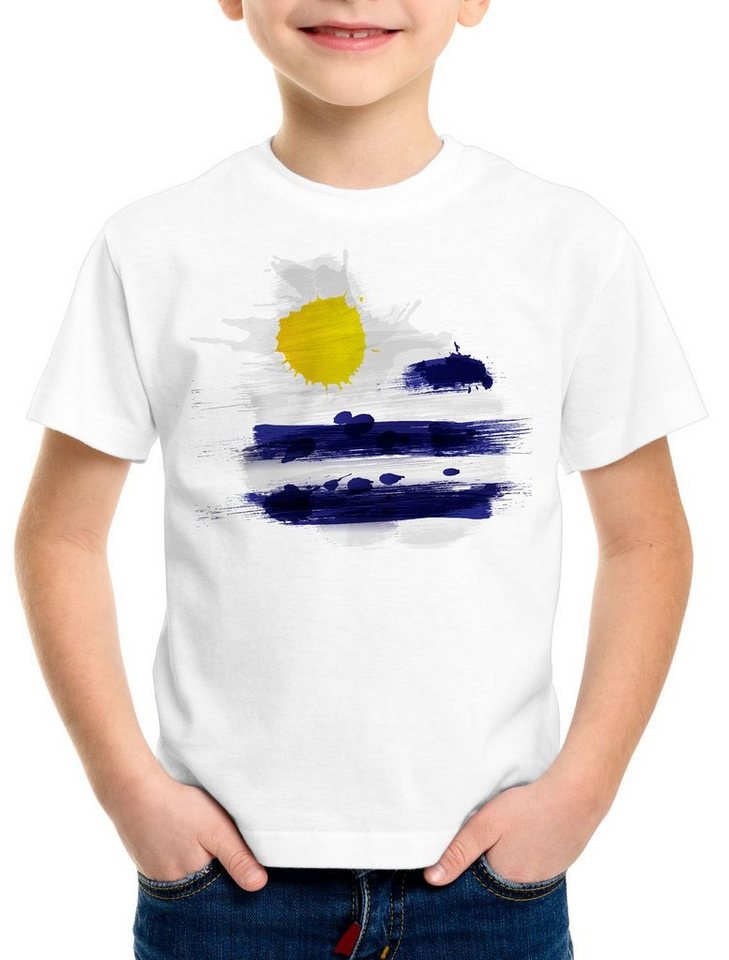 style3 Print-Shirt Kinder T-Shirt Flagge Uruguay Fußball Sport Flag WM EM Fahne von style3