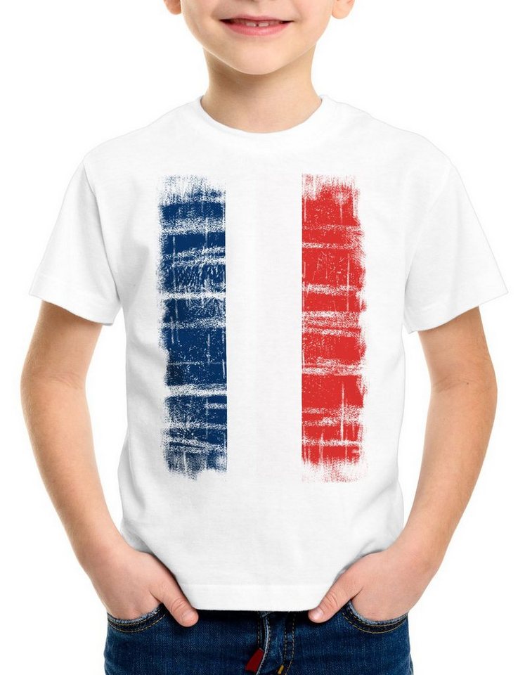 style3 Print-Shirt Kinder T-Shirt Frankreich Vintage Flagge WM EM Olympia von style3