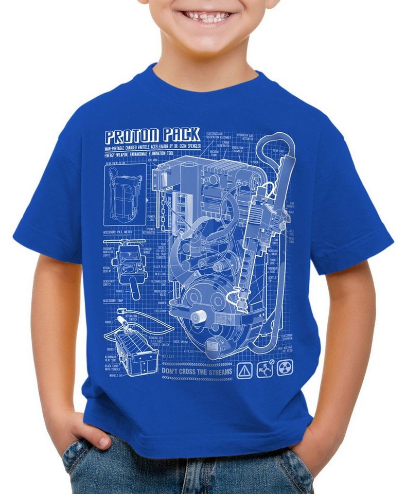 style3 Print-Shirt Kinder T-Shirt Geisterjäger Protonenstrahler Blaupause proton pack von style3