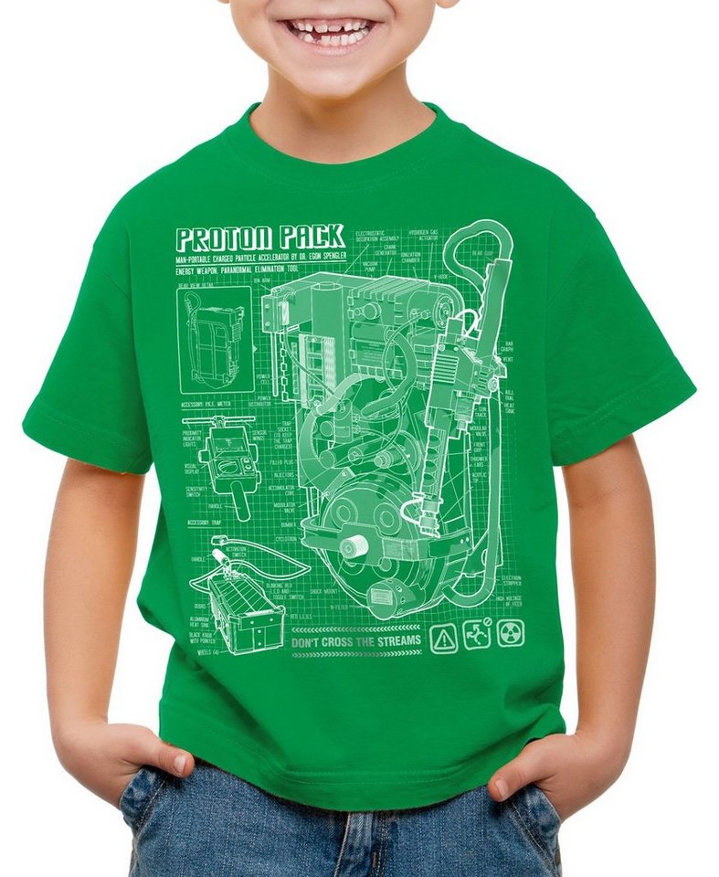 style3 Print-Shirt Kinder T-Shirt Geisterjäger Protonenstrahler Blaupause proton pack von style3