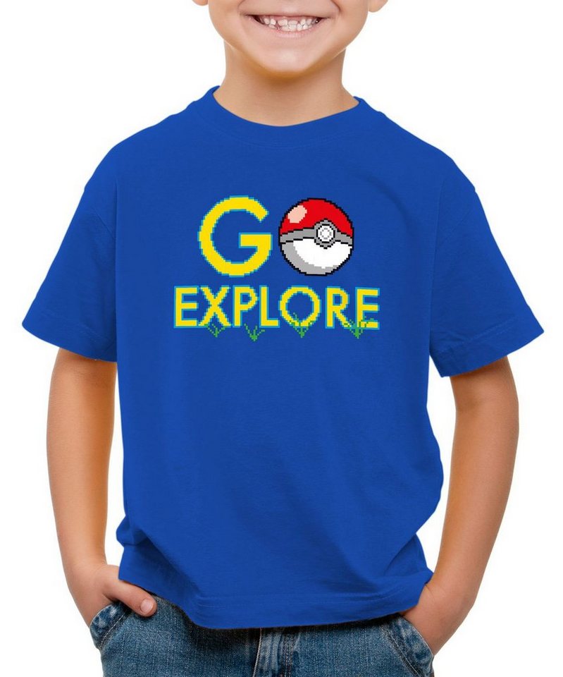 style3 Print-Shirt Kinder T-Shirt Go Explore poke game app team pokeball pikachu pokespot arena boy von style3