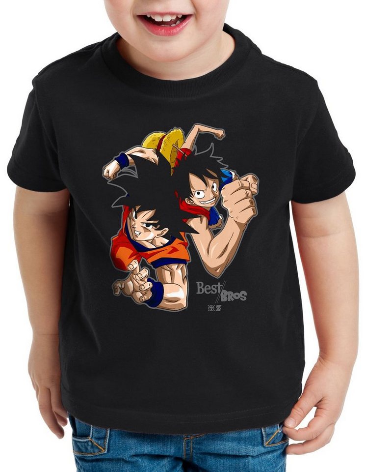 style3 Print-Shirt Kinder T-Shirt Goku Ruffy - Best Bro's strohhut z saiyan von style3