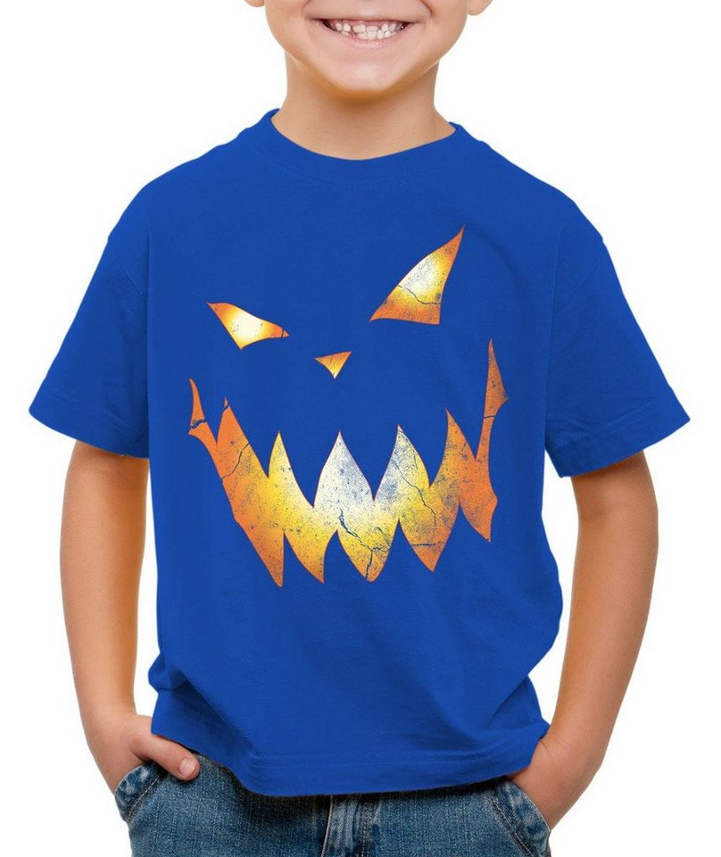 style3 Print-Shirt Kinder T-Shirt Halloween Kürbiskopf Kürbis Fasching Kostüm Party Kopf Spuk Geist von style3