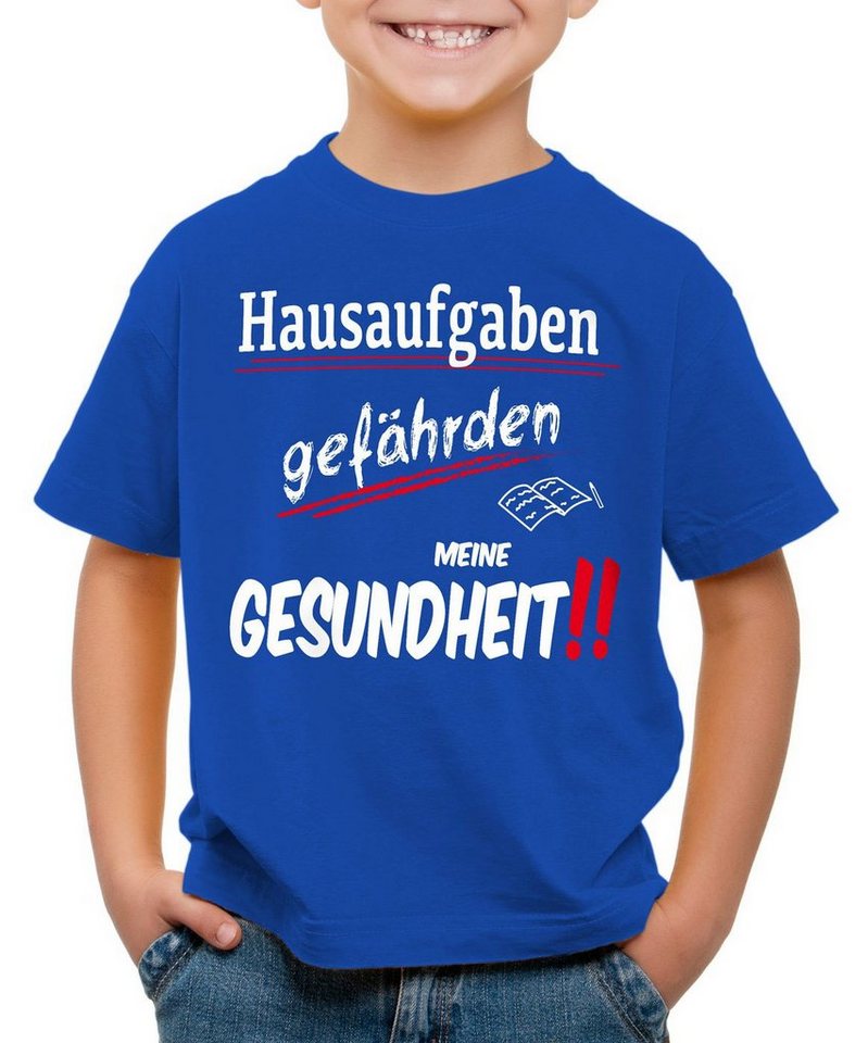 style3 Print-Shirt Kinder T-Shirt Hausaufgaben gefährden Gesundheit Sprüche Fun schule schüler uni von style3