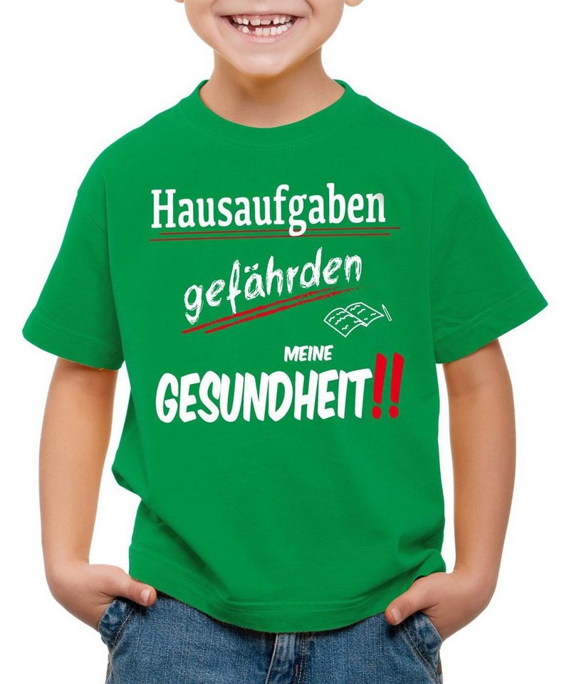 style3 Print-Shirt Kinder T-Shirt Hausaufgaben gefährden Gesundheit Sprüche Fun schule schüler uni von style3