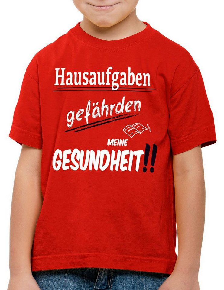 style3 Print-Shirt Kinder T-Shirt Hausaufgaben gefährden Gesundheit Sprüche Fun schule schüler uni von style3