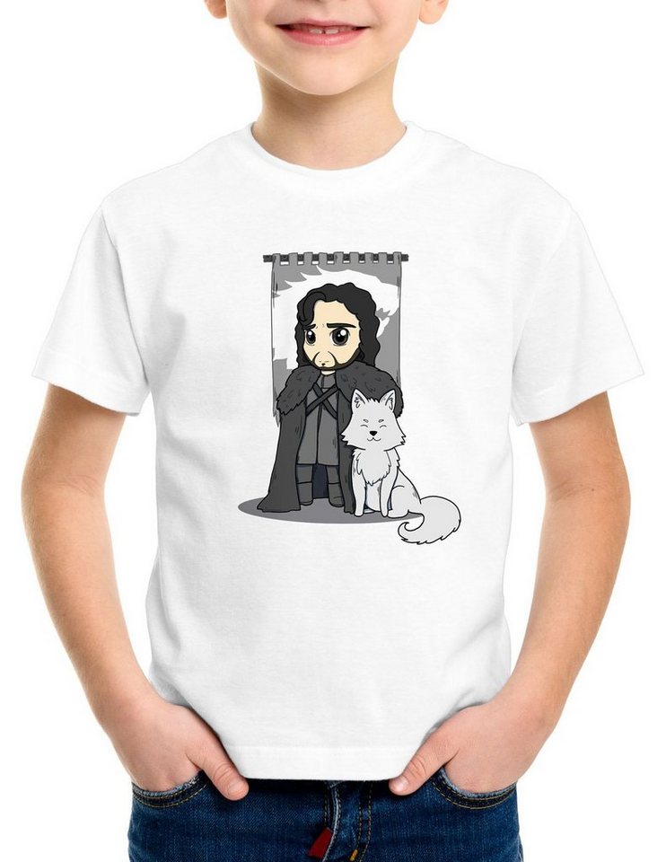 style3 Print-Shirt Kinder T-Shirt Jon Schnee chibi snow lord kommandant der nachtwache von style3