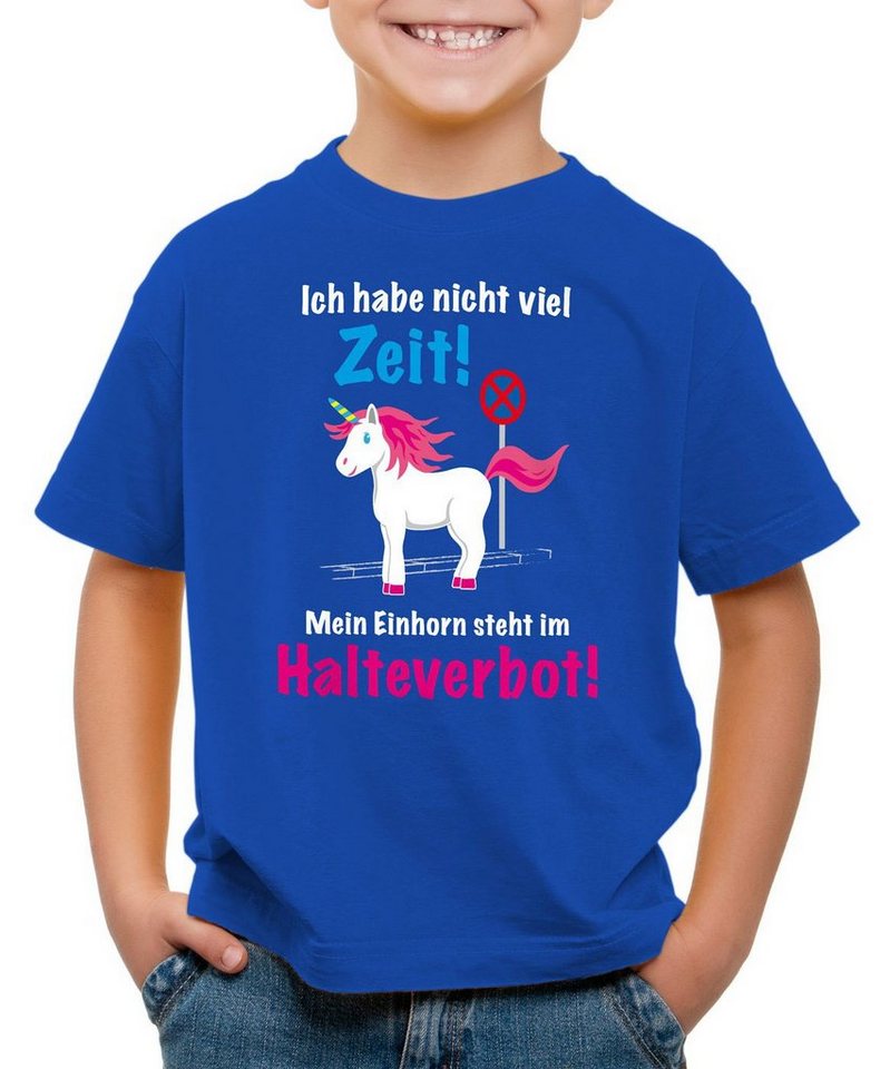 style3 Print-Shirt Kinder T-Shirt Keine Zeit Einhorn im Halteverbot Unicorn steht Parken Spruch fun von style3