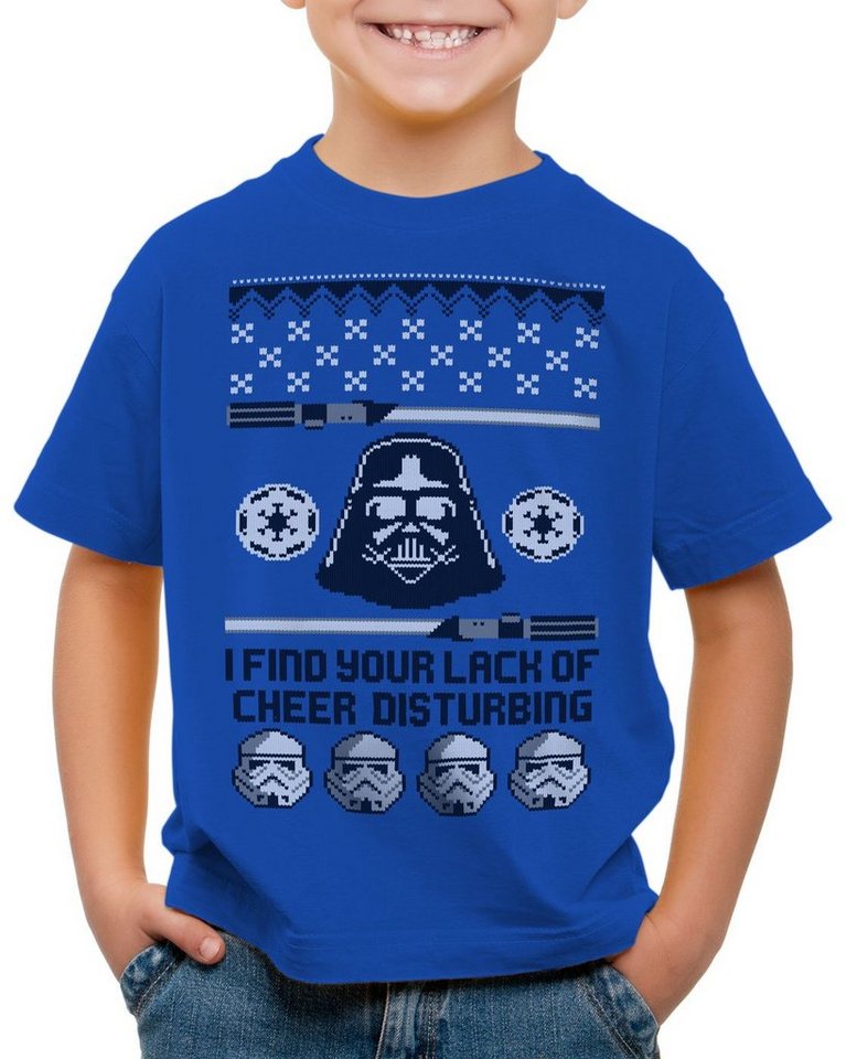 style3 Print-Shirt Kinder T-Shirt Lack of Cheer Ugly Sweater T-Shirt für vader sith lichtschwert x-mas pulli weihnachtsbaum von style3