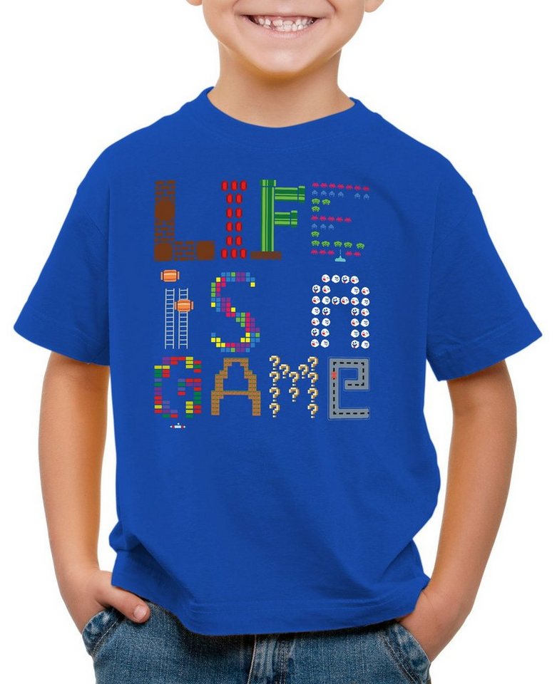 style3 Print-Shirt Kinder T-Shirt Life is a Game Gamer Pixel Konsole Boy mario Spiel Jungen zelda von style3